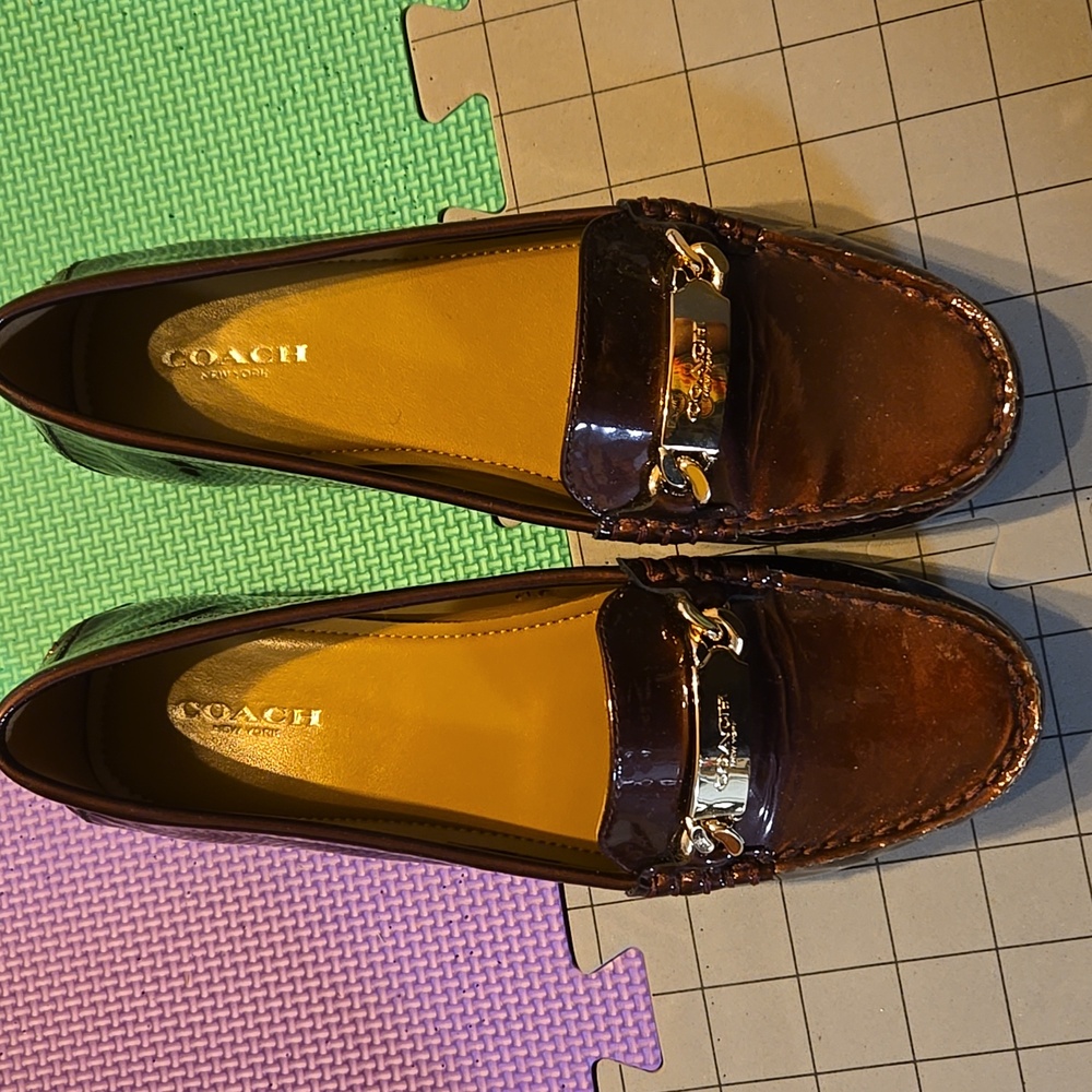 Coach Women's Olive Smooth Patent Loafers - Metallic Cherry